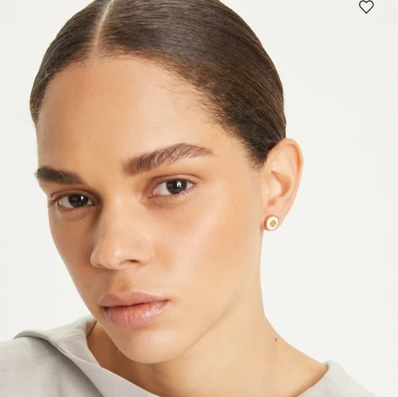 Tory Burch Gold and White Kids Stud Earrings - Picture 2 of 2